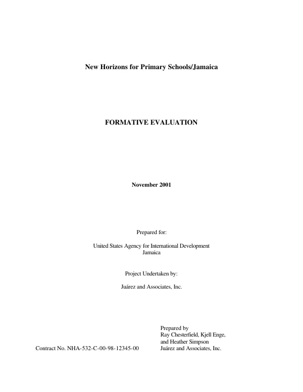 New horizons for primary schools/Jamaica : formative evaluation 2001