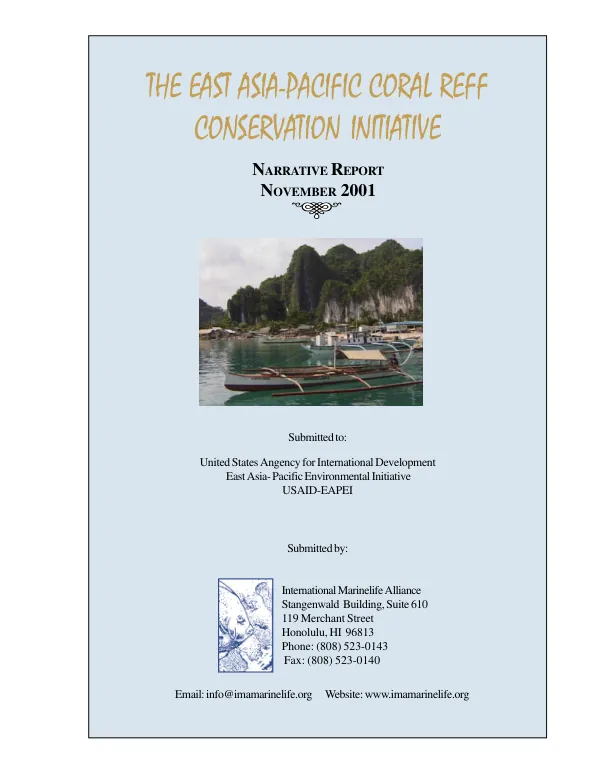 East Asia-Pacific coral reef conservation initiative [CRCI] : narrative report