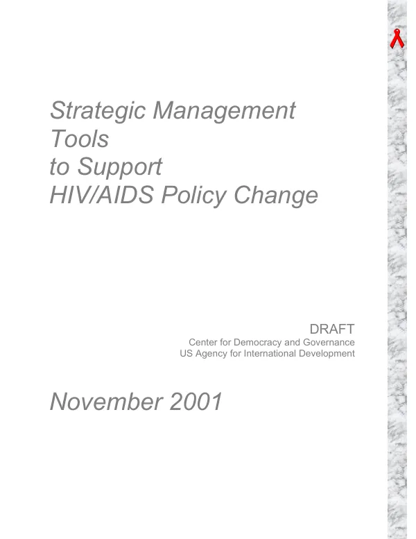 Strategic management tools to support HIV/AIDS policy change [draft]