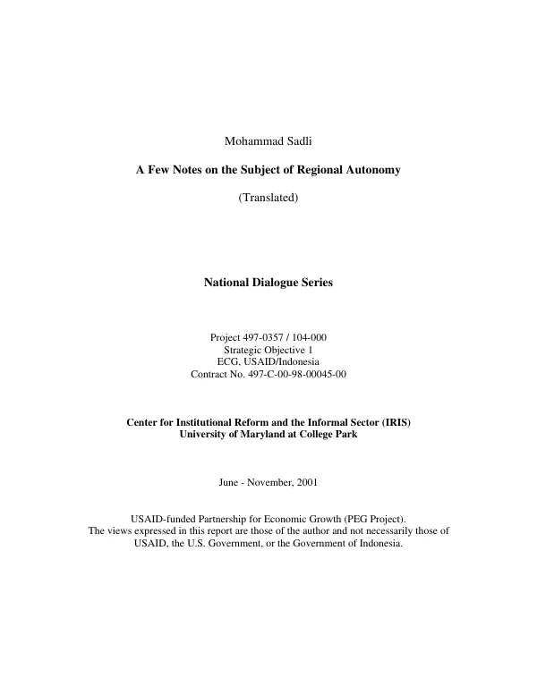 A few notes on the subject of regional autonomy (translated)
