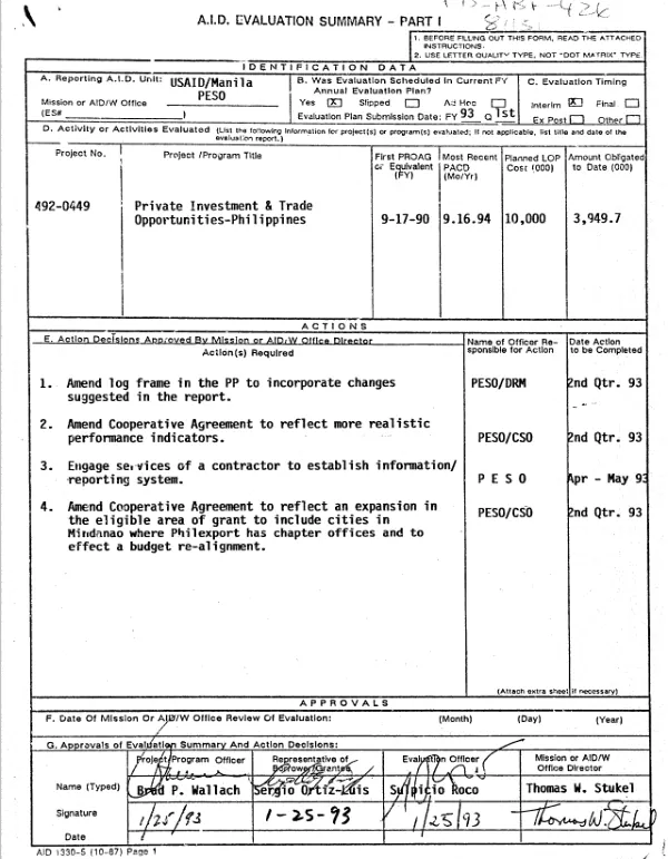 Results of Honduras field investigation