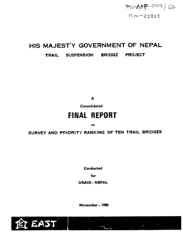 Consolidated final report on survey and priority ranking of ten trail bridges