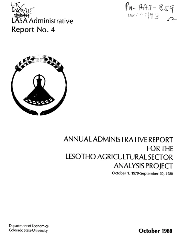 Annual administrative report no. 4 for the Lesotho agricultural sector analysis project : October 1, 1979-September 30, 1980