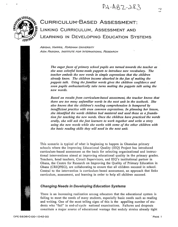 Monitoring and evaluating decentralization : the basic village services program in Egypt