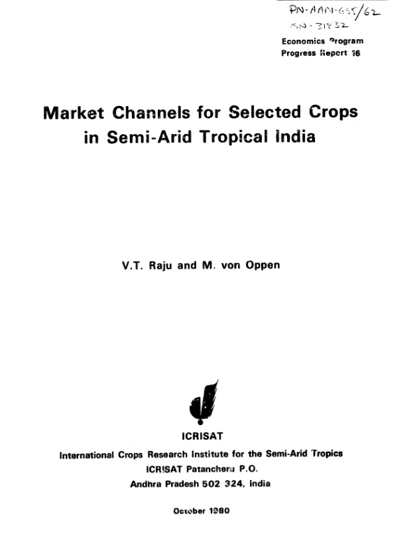 Market channels for selected crops in semi-arid tropical India