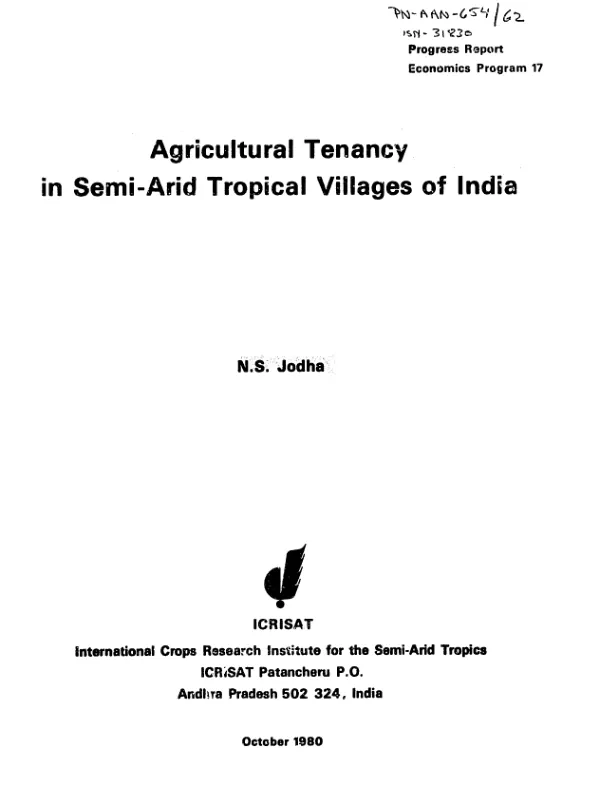 Agricultural tenancy in semi-arid tropical villages of India