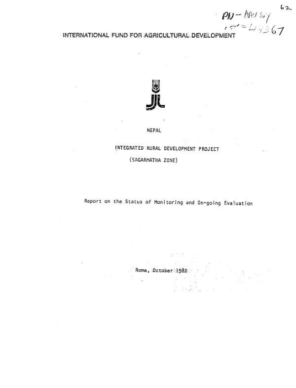 Nepal : integrated rural development project (Sagarmatha Zone): report on the status of monitoring and on-going evaluation