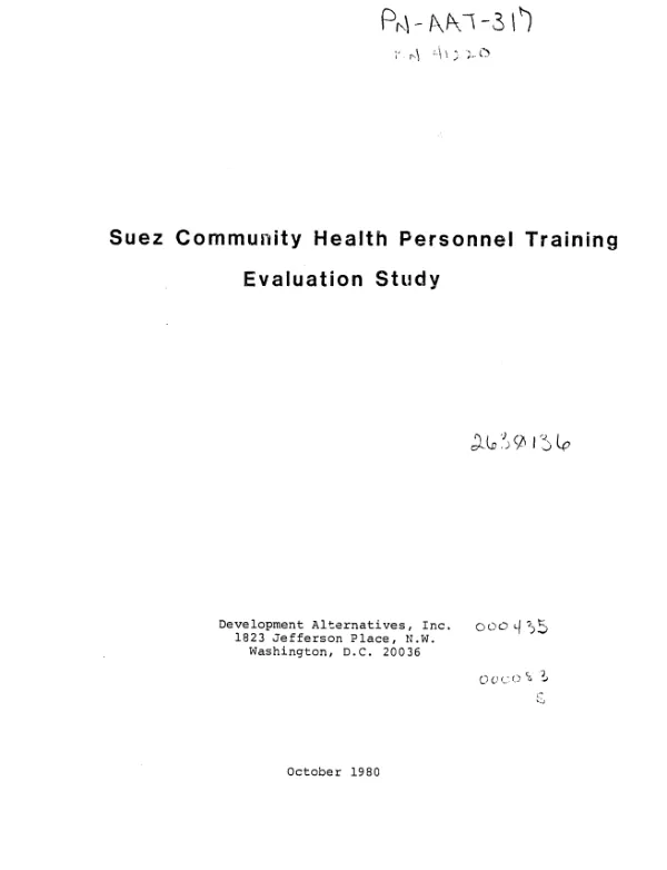 Suez community health personnel training evaluation study