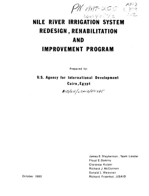 Nile River irrigation system redesign, rehabilitation and improvement program