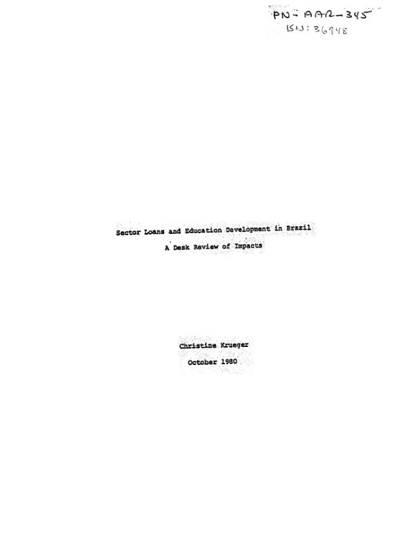 Sector loans and education development in Brazil : a desk review of impacts