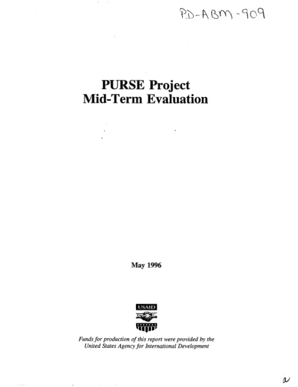 PURSE [private participation in urban services project] project : mid-term evaluation