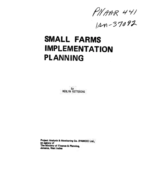 Small farms implementation planning