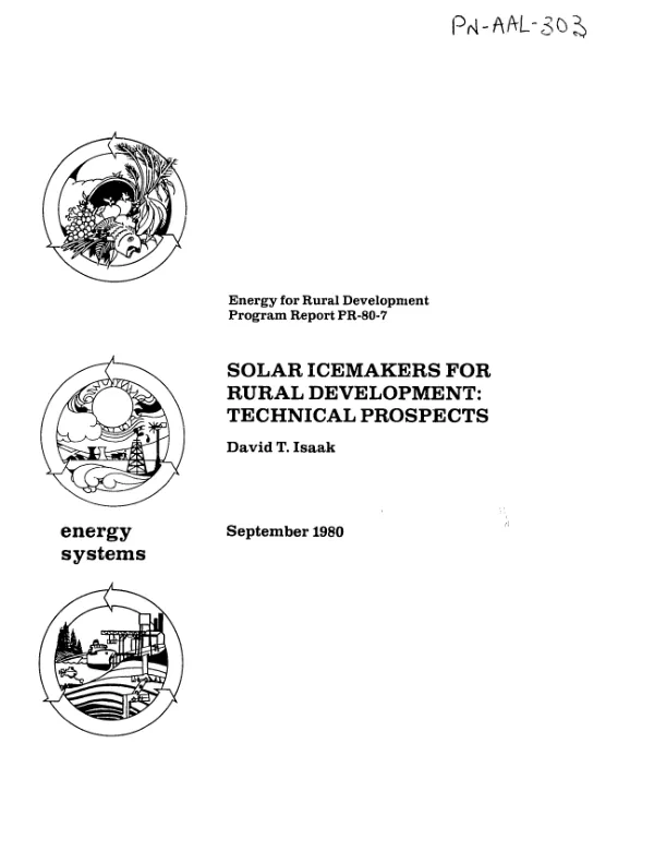 Solar icemakers for rural development : technical prospects