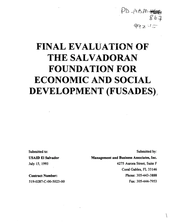 Final evaluation of the Salvadoran Foundation for Economic and Social Development (FUSADES)