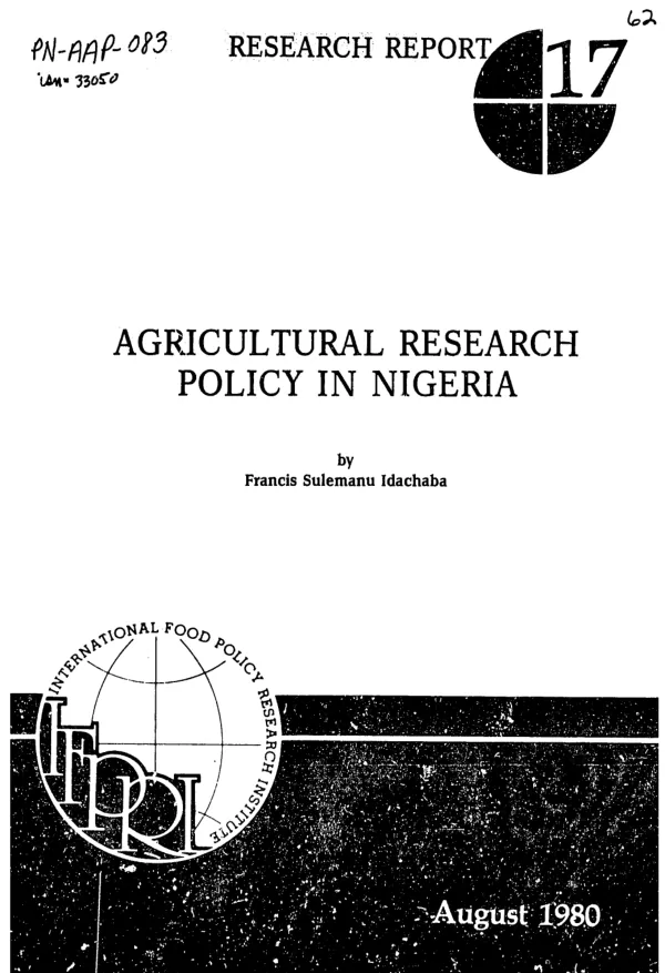 Agricultural research policy in Nigeria