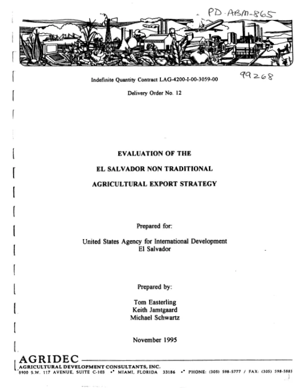 Evaluation of the El Salvador non-traditional agricultural export strategy