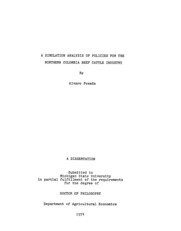 Simulation analysis of policies for the northern colombibeef cattle industry