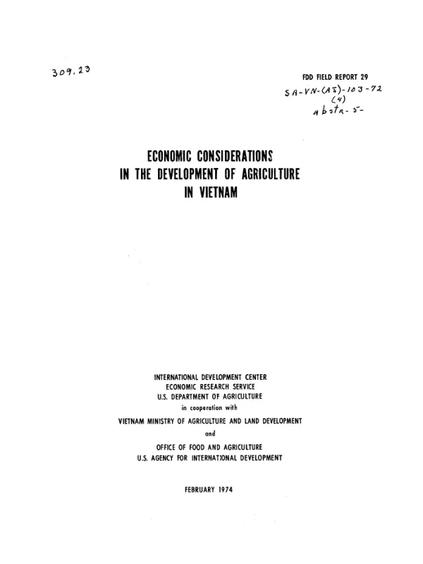 Economic considerations in the development of agriculture in Viet-Nam