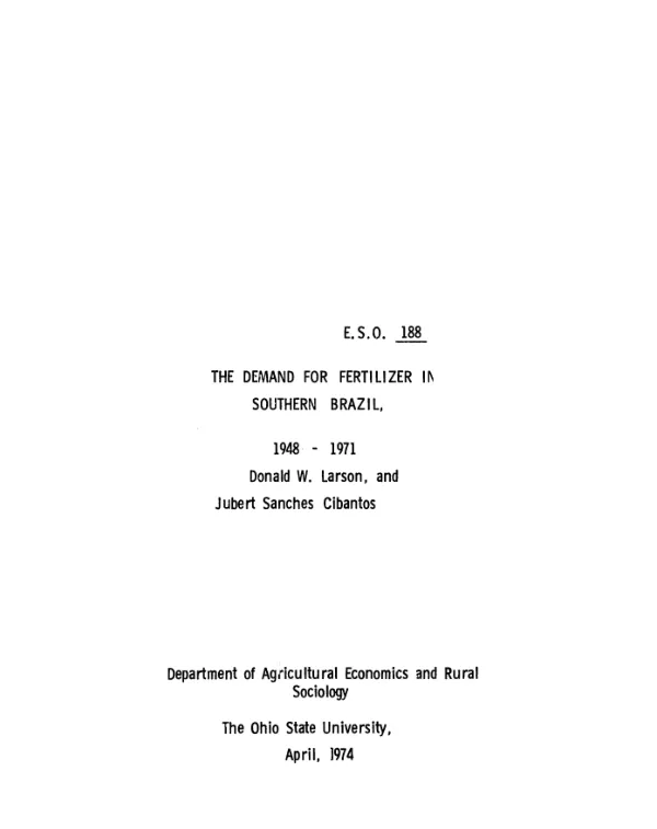 Demand for fertilizer in southern Brazil, 1948-1971