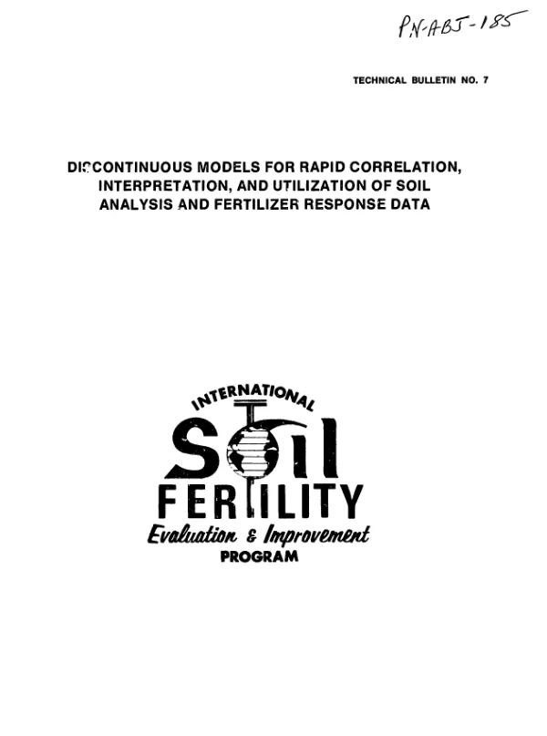 Discontinuous models for rapid correlation, interpretation, and utilization of soil analysis and fertilizer response data