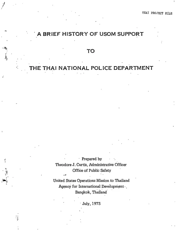 A brief history of USOM support to the Thai National Police Department