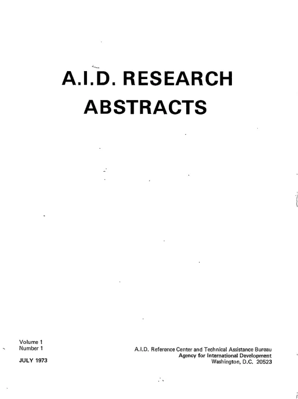 A.I.D. research abstracts, v. 1, no. 1