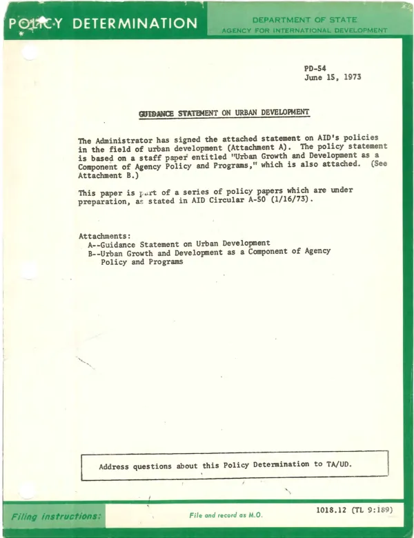 Guidance statement on urban development