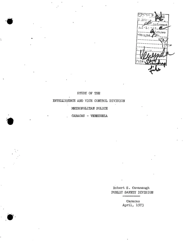 Study of the Intelligence and Vice Control Division, Metropolitan Police, Caracas, Venezuela