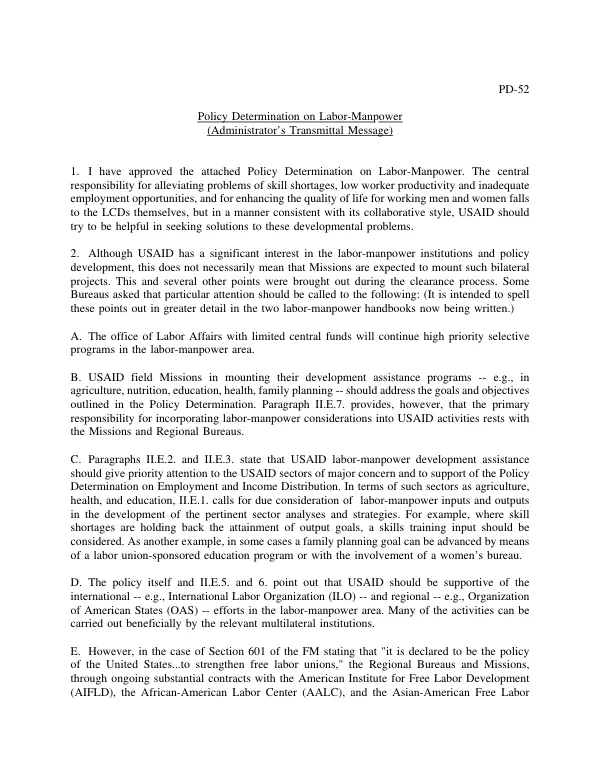 Policy determination on labor-manpower