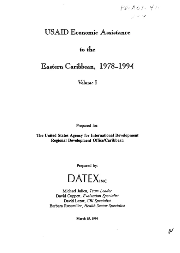 USAID economic assistance to the Eastern Caribbean, 1978-1994