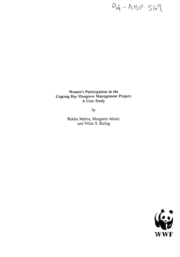 Women"s participation in the Cogtong Bay mangrove management project : a case study