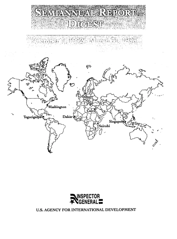 Digest : Inspector General"s semiannual report to the Congress -- October 1, 1992-March 31, 1993