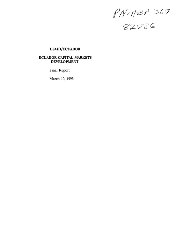 Ecuador capital markets development : final report