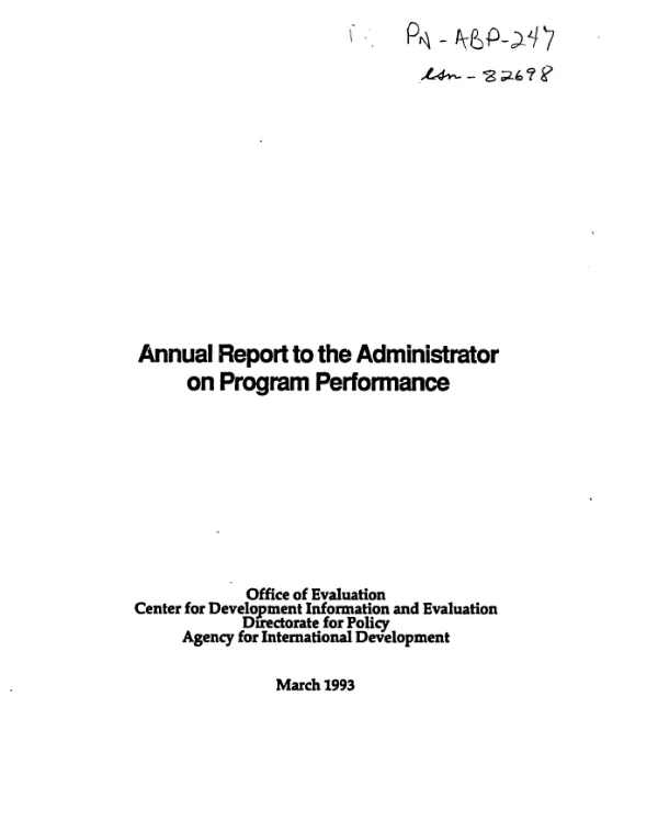 Annual report to the Administrator on program performance