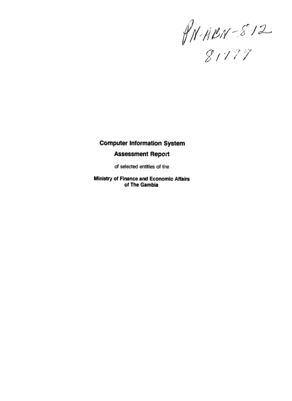 Computer information system assessment report of selected entities of the Ministry of Finance and Economic Affairs of The Gambia