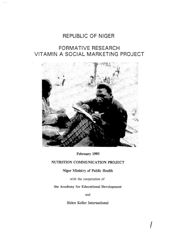 Republic of Niger : formative research -- vitamin A social marketing project [: executive summary]