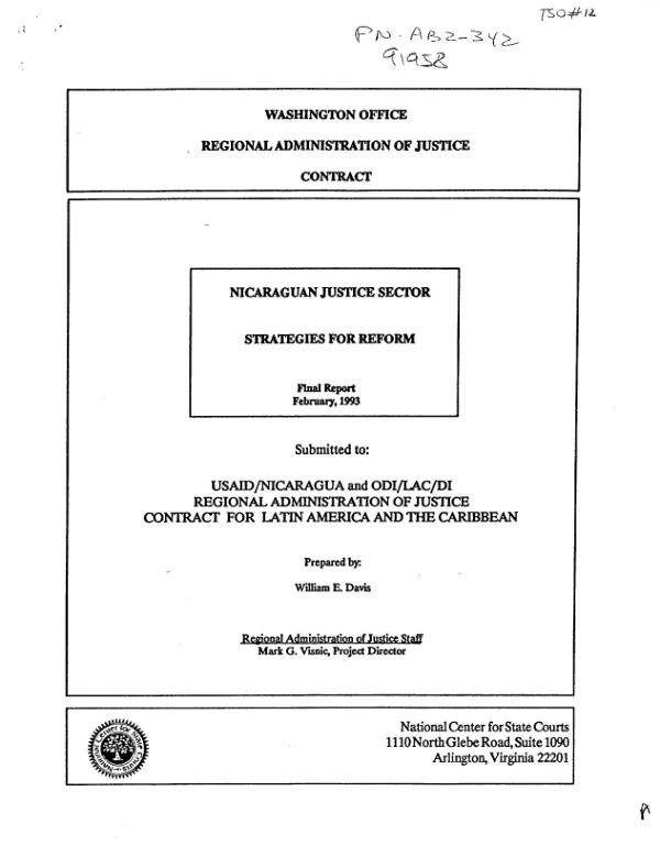 Nicaraguan justice sector : strategies for reform -- final report