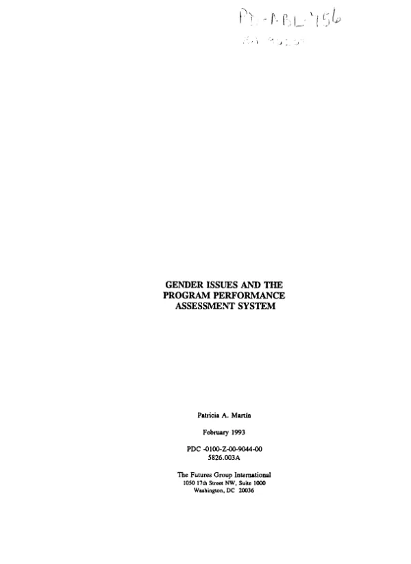 Gender issues and the program performance assessment system