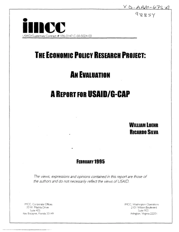 Economic policy research project : an evaluation -- a report for USAID/G-CAP