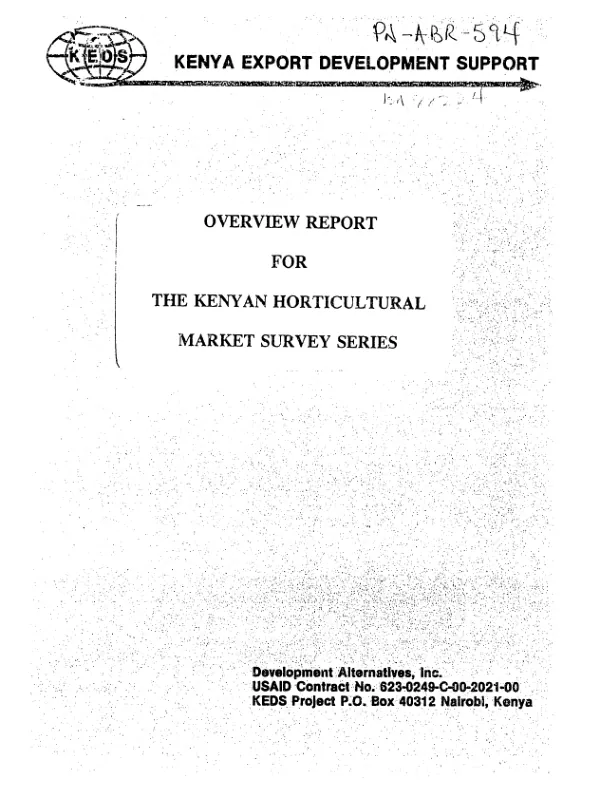 Overview report for the Kenyan horticultural market survey series