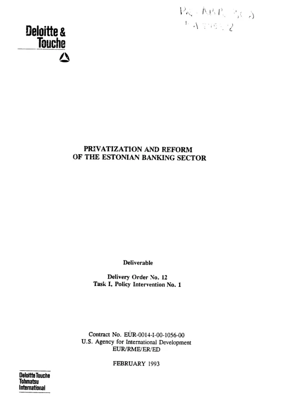 Privatization and reform of the Estonian banking sector