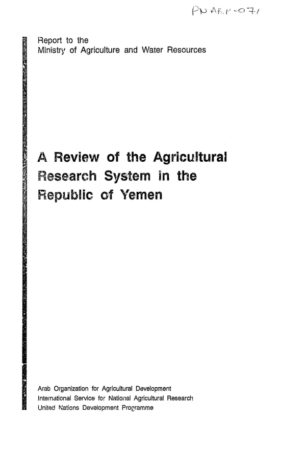 Review of the agricultural research system in the Republic of Yemen