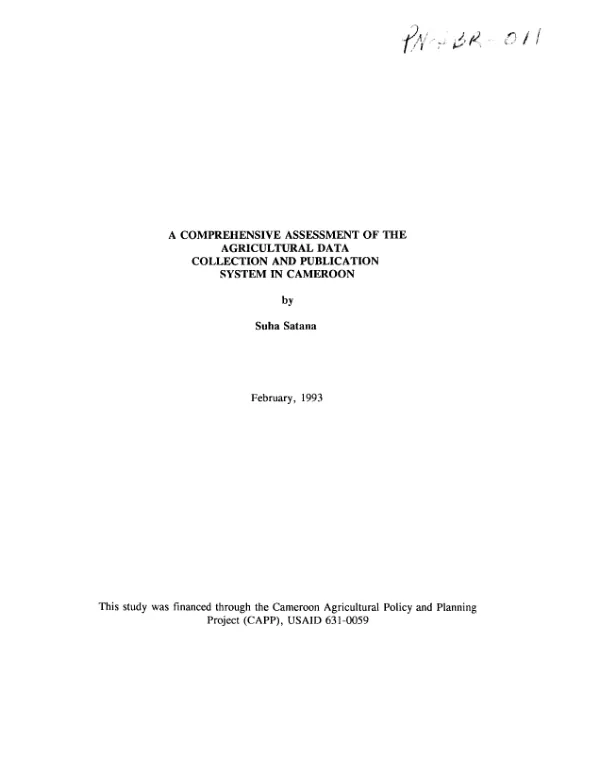 Comprehensive assessment of the agricultural data collection and publication system in Cameroon