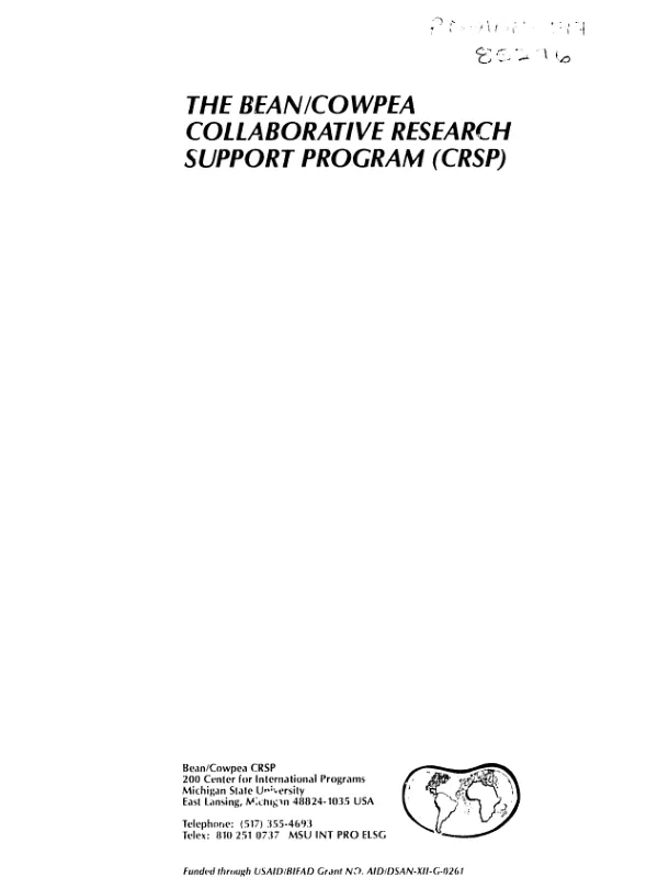 Report of the external evaluation panel of the bean/cowpea CRSP for FY 92