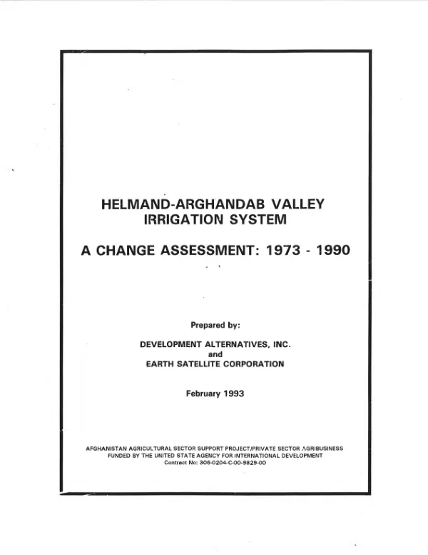 Helmand-Arghandab Valley irrigation system : a change assessment : 1973-1990