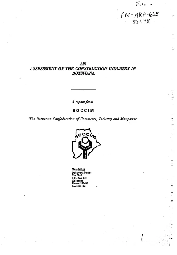 Assessment of the construction industry in Botswana