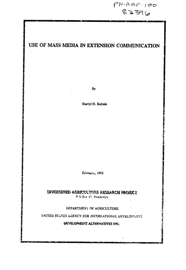 Use of mass media in extension communication