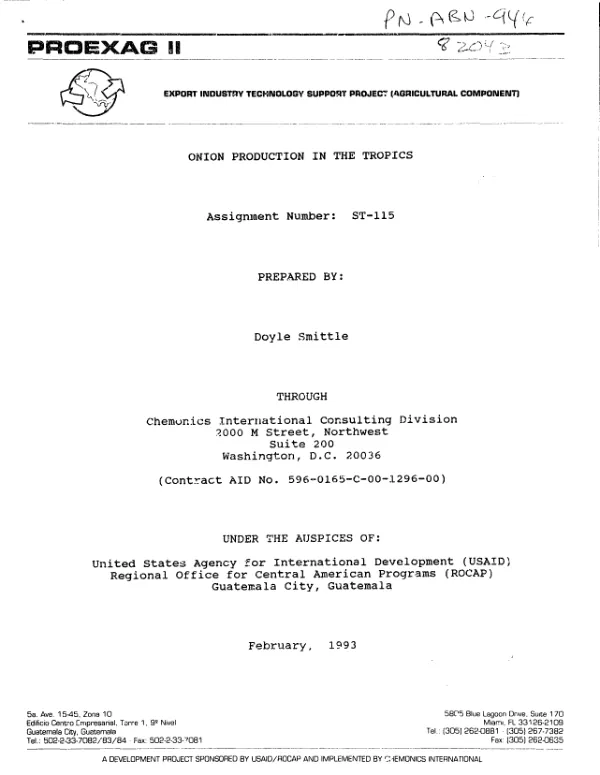 Effect of environment on onion growth and development and sweet onion production in the tropics