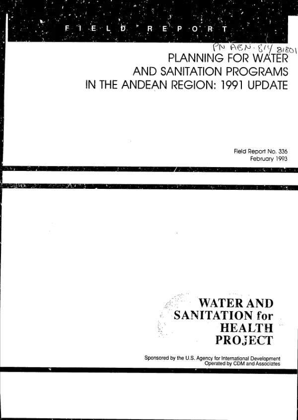 Planning for water and sanitation programs in the Andean region : 1991 update