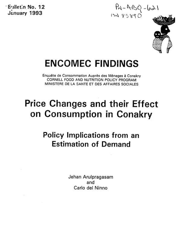 Price changes and their effects on consumption in Conakry : policy implications from an estimation of demand